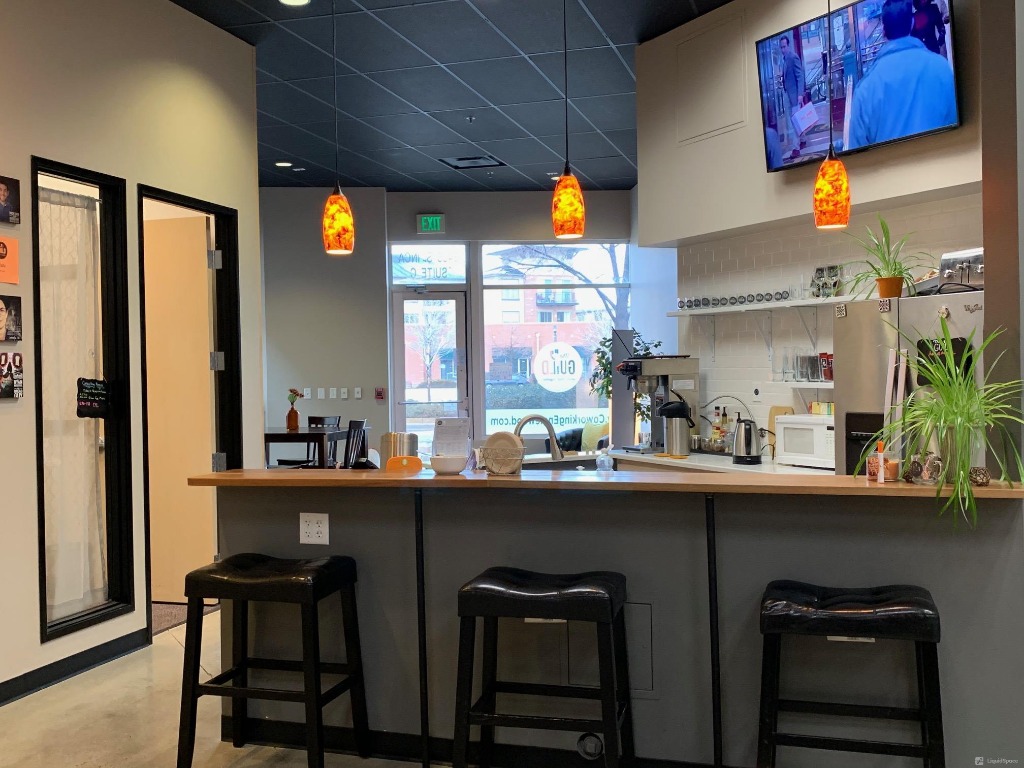 Collaborative workspace with coffee bar